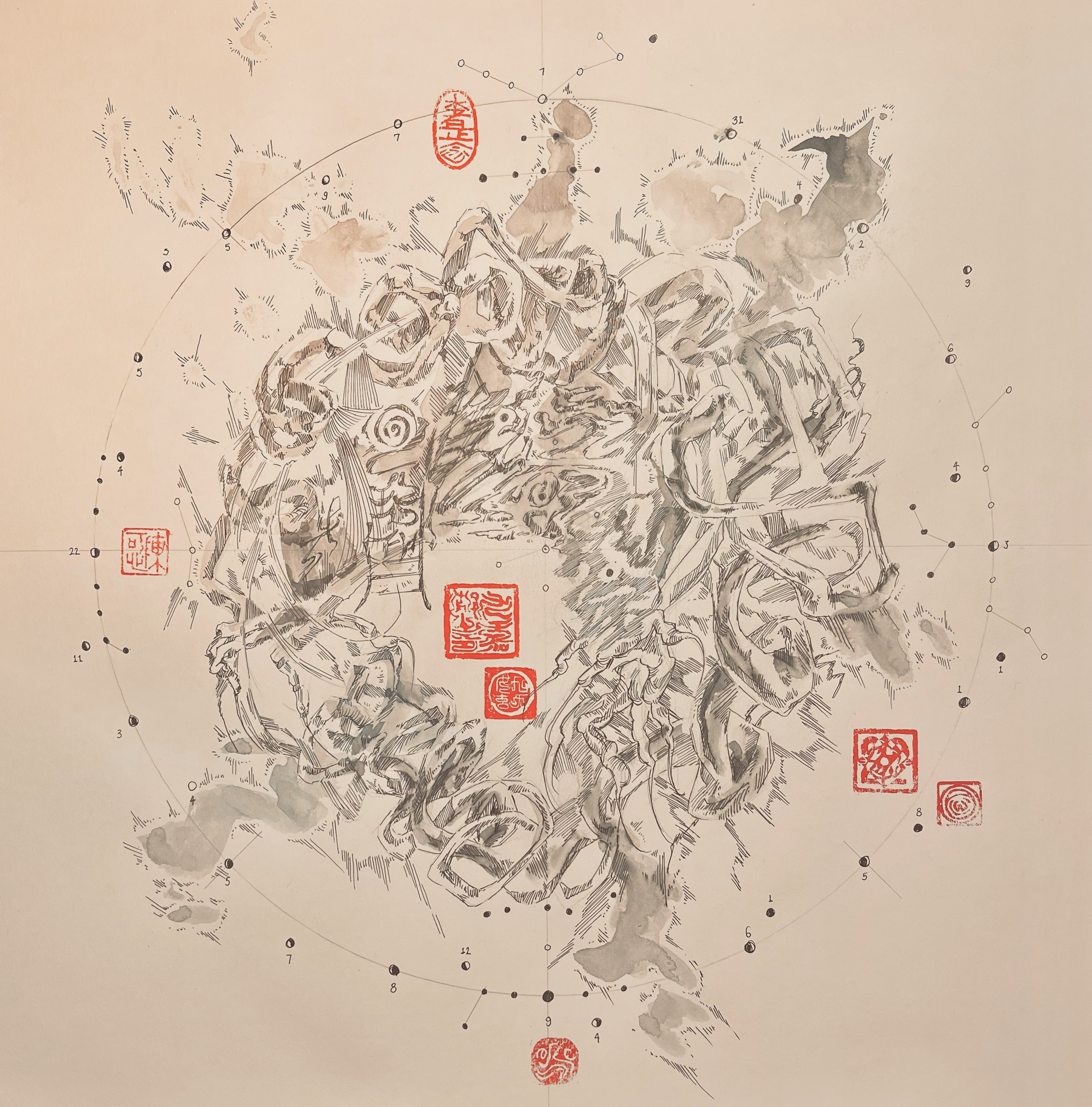 Painting of a fish in a pond