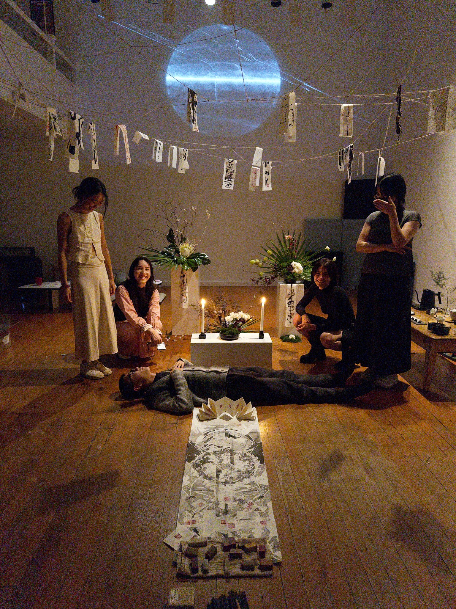 Illustration of a tree stump and other abstract shapes