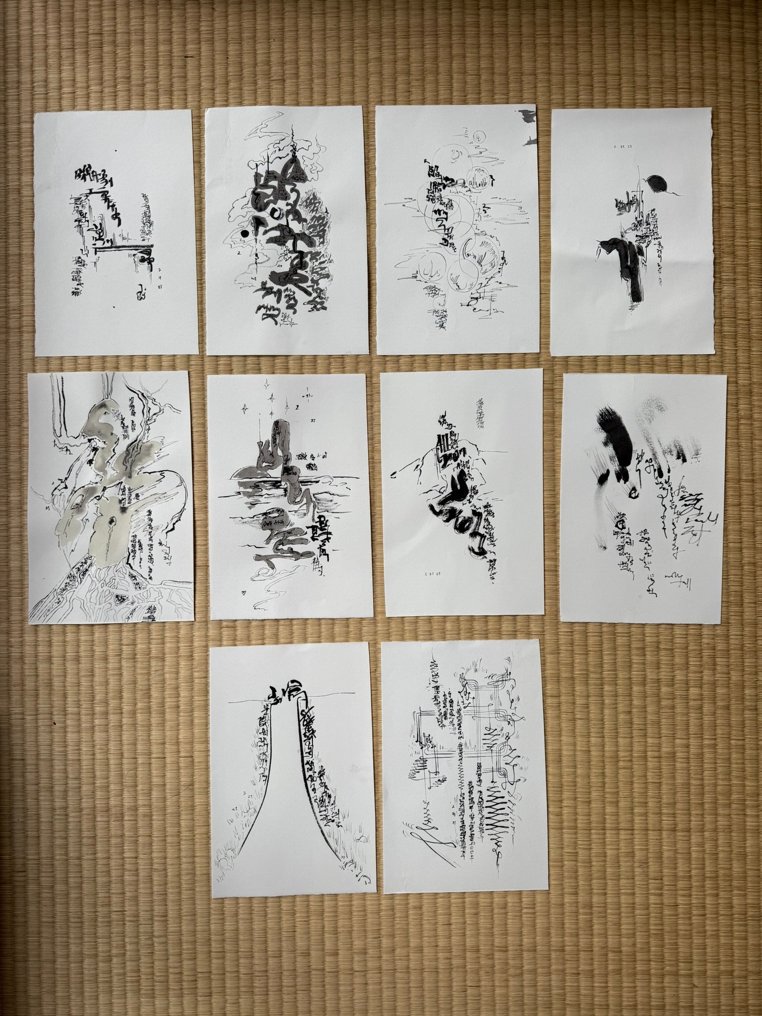 Illustration of small caterpillar amongst branches